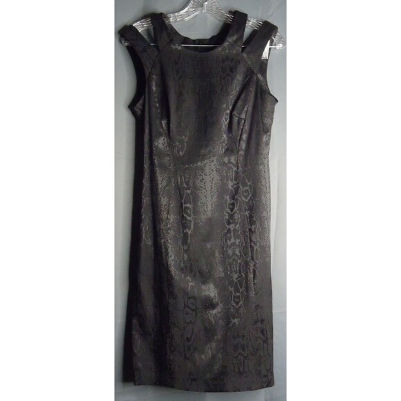 Connected Apparel Sheath Dress Neck Cutouts Embossed Size 6 Black - Picture 2 of 9